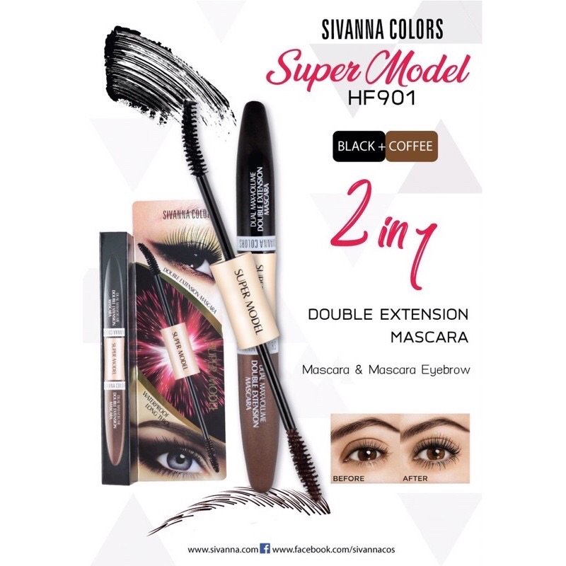 # Hf901 Sivanna Mascara 2 Colors, Black, Brown, Sivanna 2 in 1 Super Model