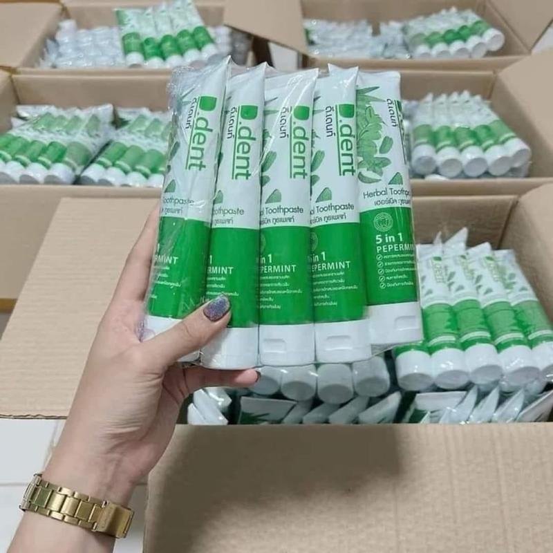 Ddent Toothpaste, 5 Tubes, 100 Baht, Herbal Toothpaste, Reduces Bad Breath,
