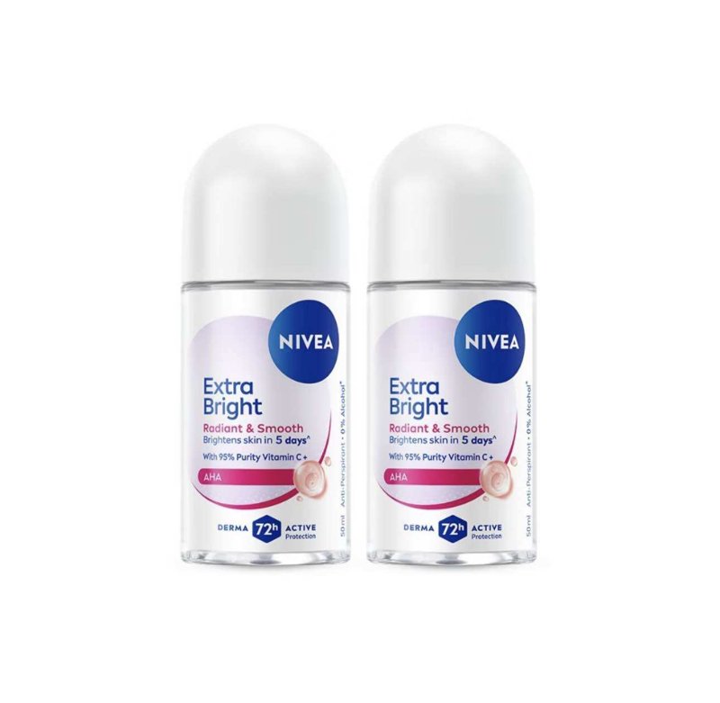 Nivea Extra Brightening Roll-On Deodorant for Women 50 Ml. 2 Pieces Nivea Extra
