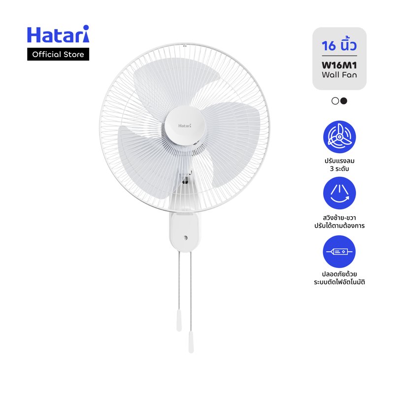 Hatari Fan, 16-Inch Wall-Mounted Fan , 3-Y