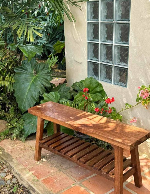 K'Dauz Long Bench, Bench with Shelves, Ben