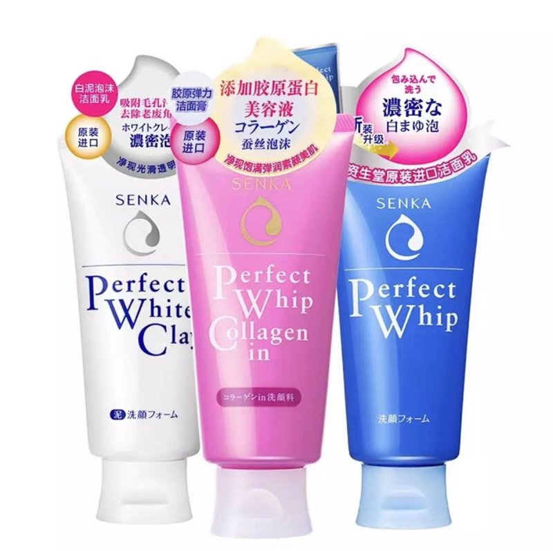 แท้จริงSenka แพ็คเกจรวม SHISEIDO Senka Perfect Whip Foam Collagen โฟมล้างหน้า