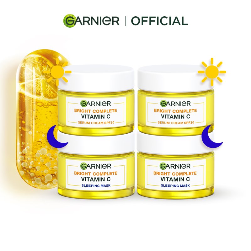Garnier Bright Complete Set Day Cream Spf30 50ml X2 + Night Cream 50ml X2
