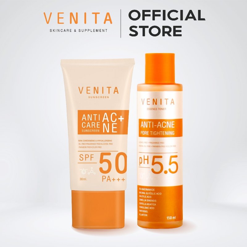 เซตคู่ VENITA ครีมกันแดด + โทนเนอร์ Pore Tightening 150ml