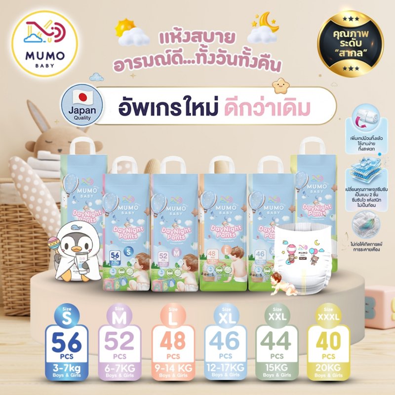 Mumo Baby Day&Night Pants ไซส์ S–3XL