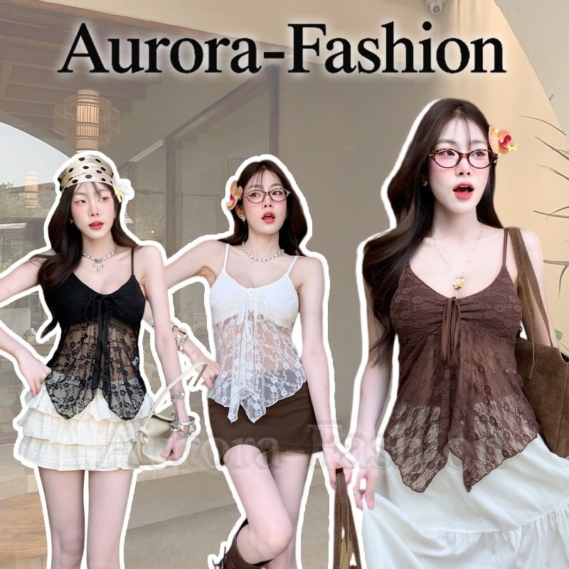 Aurora เสื้อสายเดี่ยวลูกไม้ ทรงเข้ารูป