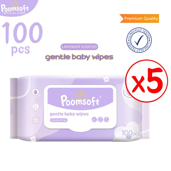 Poomsoft ทิชชู่เปียกเด็ก 500 แผ่น กลิ่นลาเวนเดอร์