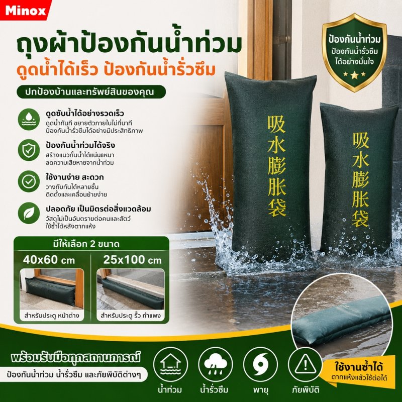 ถุงผ้ากันน้ำท่วม BIGBAG กระสอบทรายกันน้ำ