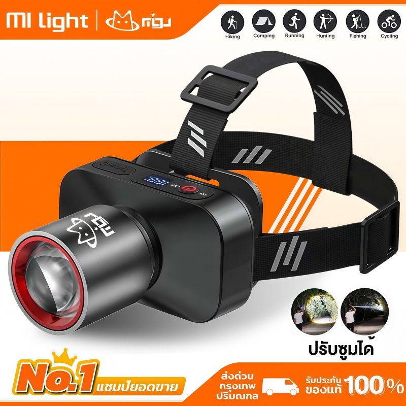 MIGU ไฟฉายคาดหัว LED ชาร์จใหม่ได้ กันน้ำ