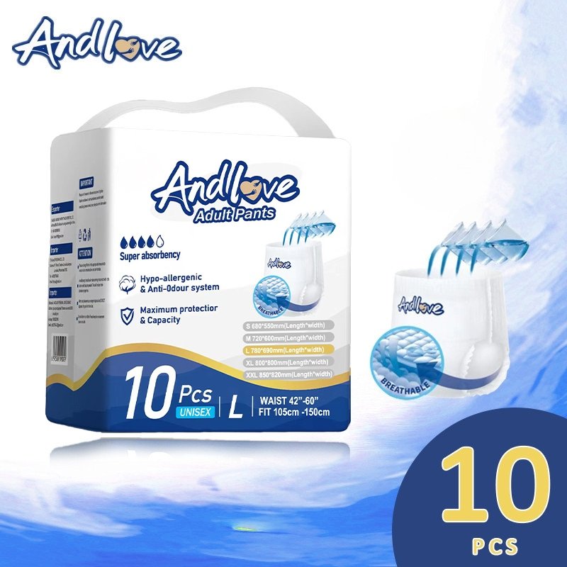 Andlove ผ้าอ้อมผู้ใหญ่ ซึมเร็ว S–XXL (10 ชิ้น)