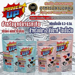 PowerUp อาหารลูกปลาแรกเกิด-โตเต็มวัย ปลาบอลลูน ปลาหางนกยูง ปลากัด