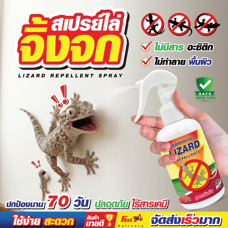 สเปรย์ไล่จิ้งจก ป้องกันจิ้งจกขี้ ฉีดพ่นเพดาน กำแพง นาน 70 วัน