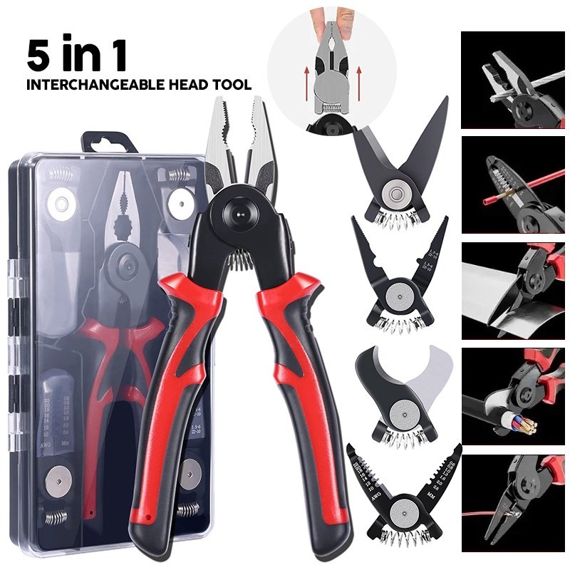 คีม 5 in 1 มัลติฟังก์ชั่น คีมลวดเหล็ก ปอกสายไฟ