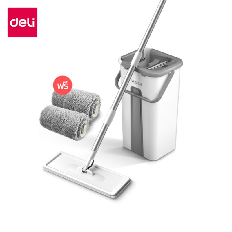 Deli ไม้ถูพื้นพร้อมถังรีดน้ำ หมุนได้ 360 องศา Mop Set