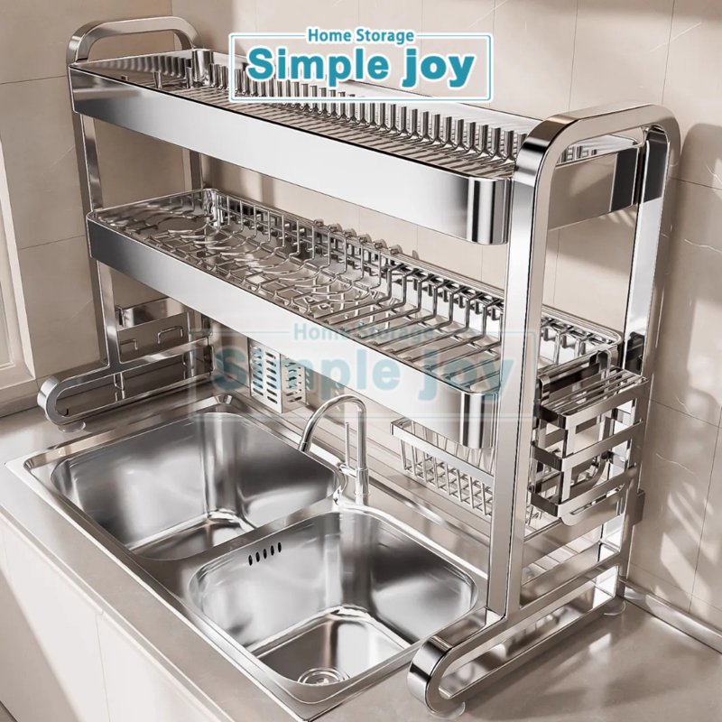 SimpleJoy ที่คว่ำจานสแตนเลส ปรับขนาดได้ พร้อมถ้วยดูดกันลื่น
