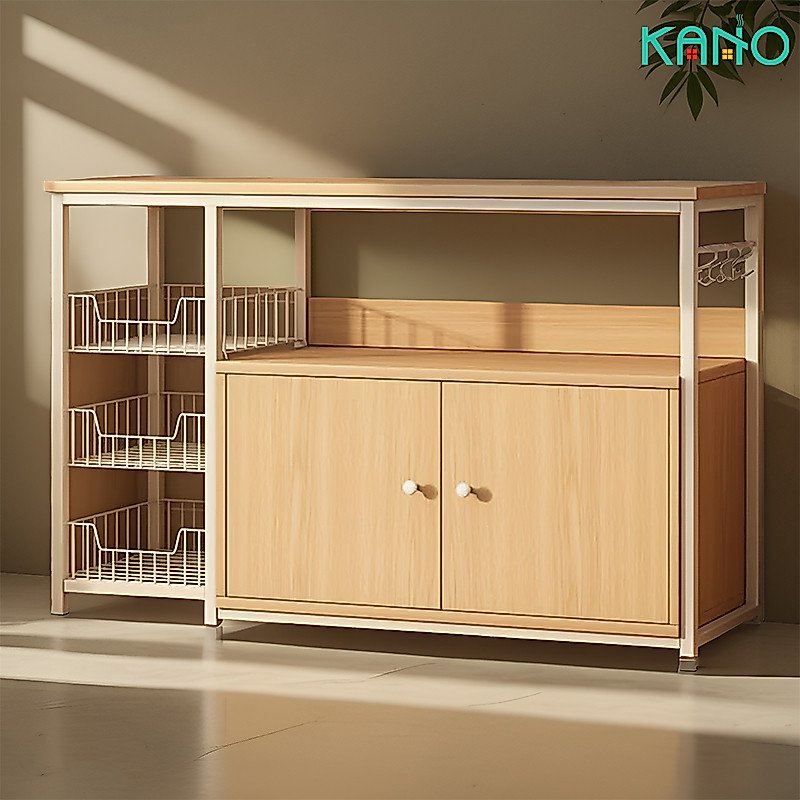 KANO เคาน์เตอร์ครัว ตู้กับข้าว ชั้นวางไมโครเวฟ ไม้+โครงเหล็ก