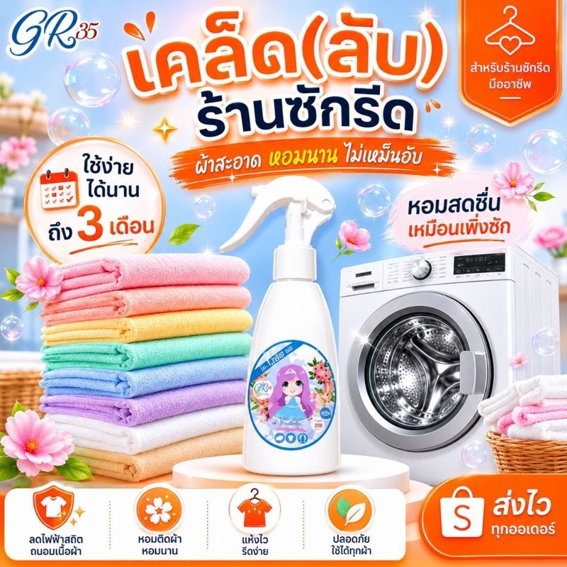 GRACE น้ำหอมฉีดผ้า ผ้าหอม 7 วัน สำหรับร้านซักรีด