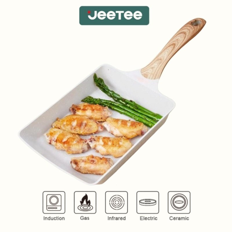 JEETEE กระทะม้วนไข่ 15x22 ซม. เคลือบหินอ่อน สไตล์ญี่ปุ่น