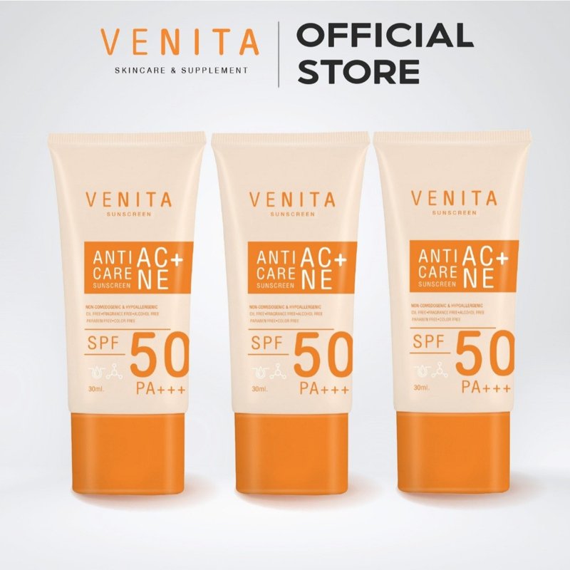 VENITA ครีมกันแดด Anti-Acne Care Sunscreen SPF50 PA+++ เนื้อเจล ซึมเร็ว