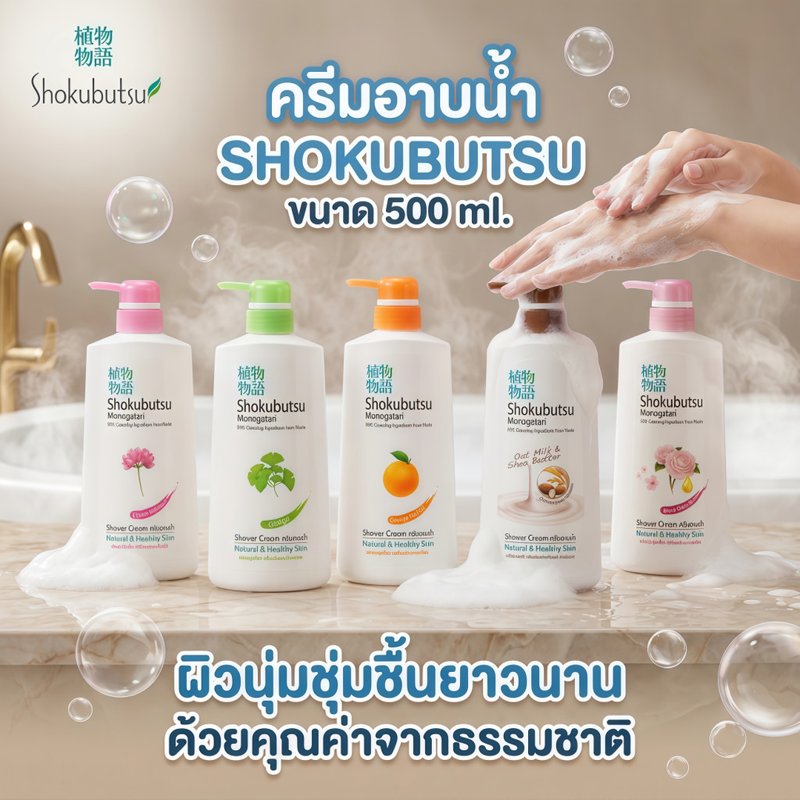 โชกุบุสซึ Shokubutsu Monogatari ครีมอาบน้ำ 500 มล. ซื้อ 1 แถม 1