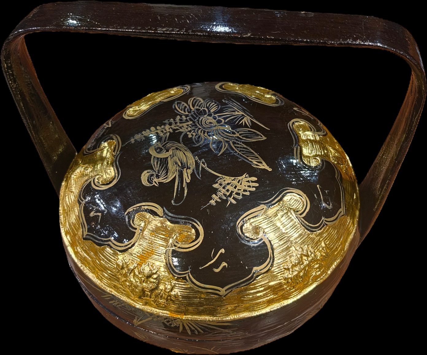เสี่ยหนาทรงรี ลงรักปิดทอง ลายนกและดอกไม้ — เครื่องมงคลบาบ๋าภูเก็ต รูปที่ 4